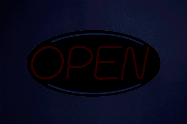 Blinking Large Red & Blue LED Open Sign