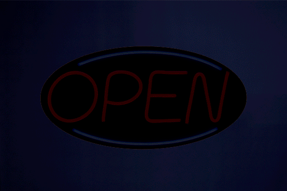 Blinking Large Red & Blue LED Open Sign