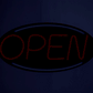 Large Red & Blue LED Open Sign Blinking