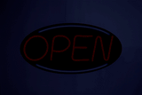 Large Red & Blue LED Open Sign Blinking