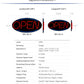 Large Red & Blue LED Open Sign Specs