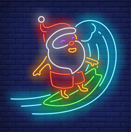 Santa Surfing Neon Sign
