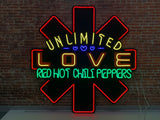 unlimited love red hot chili peppers neon sign