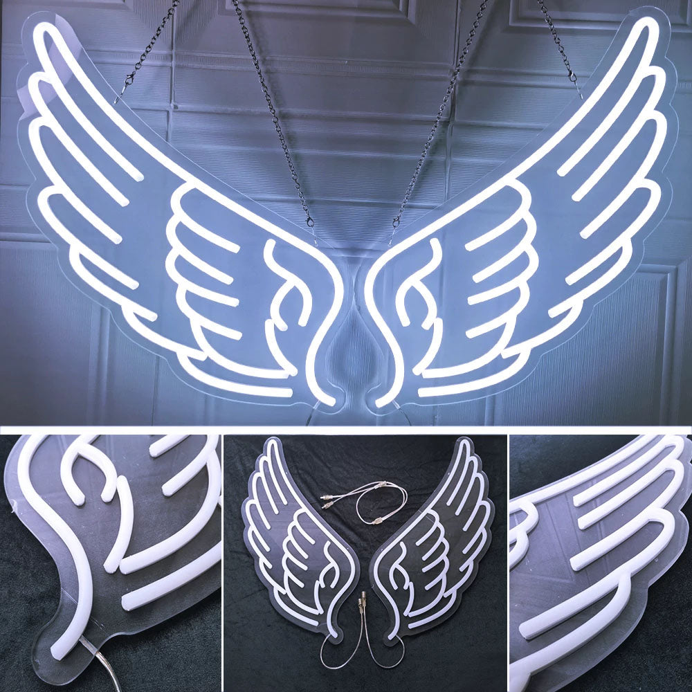 Angel Wings Neon Sign With Chain