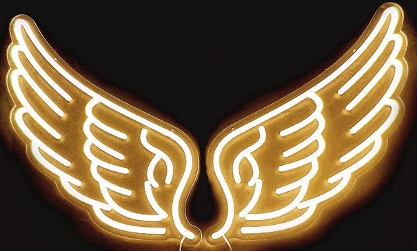 Yellow Angel Wings Neon Sign